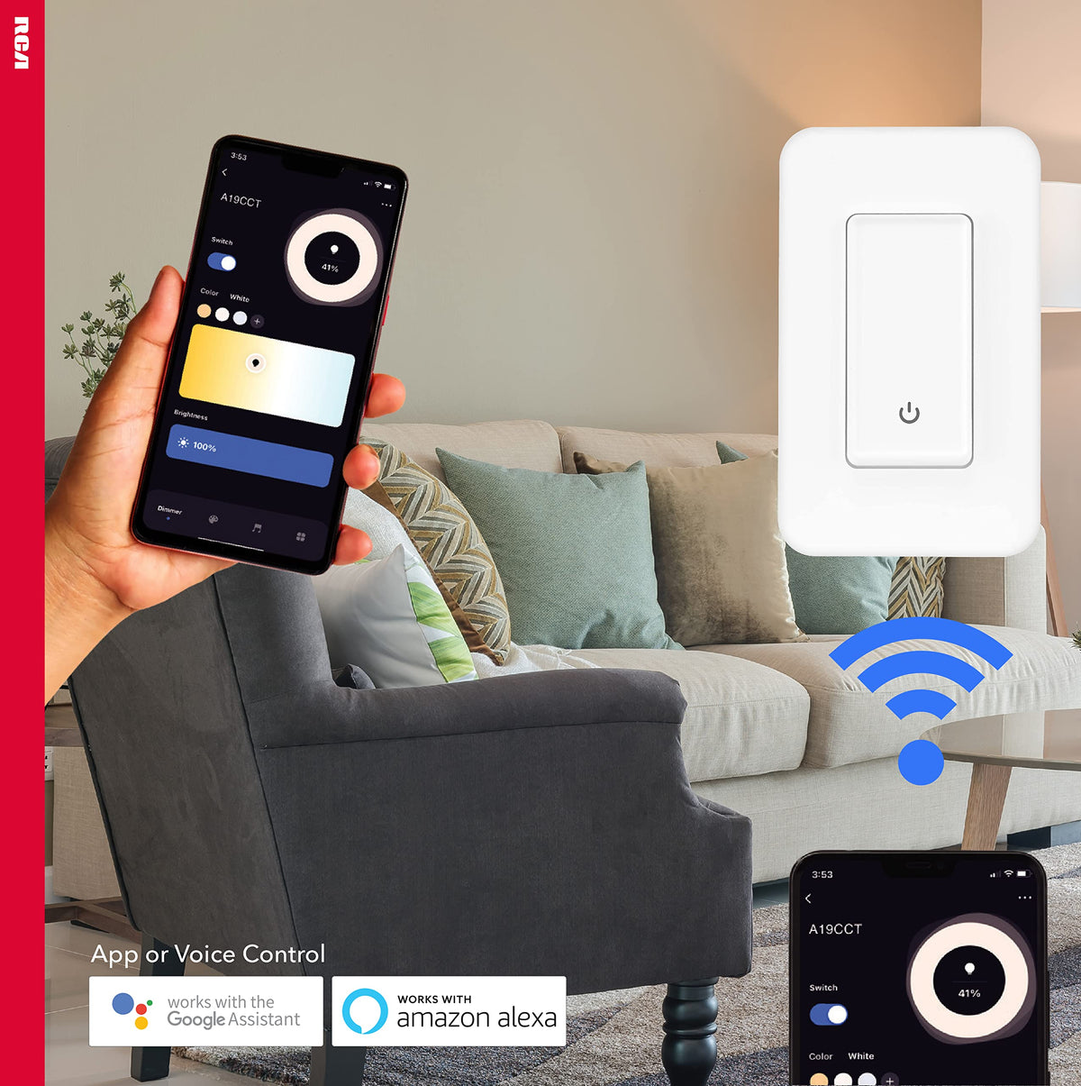 Smart Light Switch, Wireless 3 Way Light Switch, No Neutral Required, Alexa