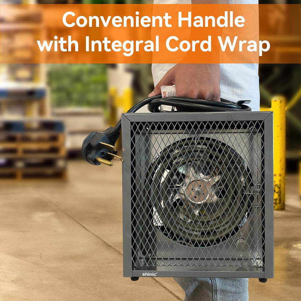 Electric Garage Heater 240V, 4,800-watt Fan-Forced Industrial Heater, With Thermostat Control, Carrying Handle, Heavy