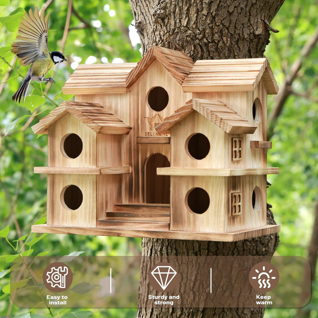 10-Room Purple Martin Bird House – Handcrafted Solid Cedar, Weatherproof