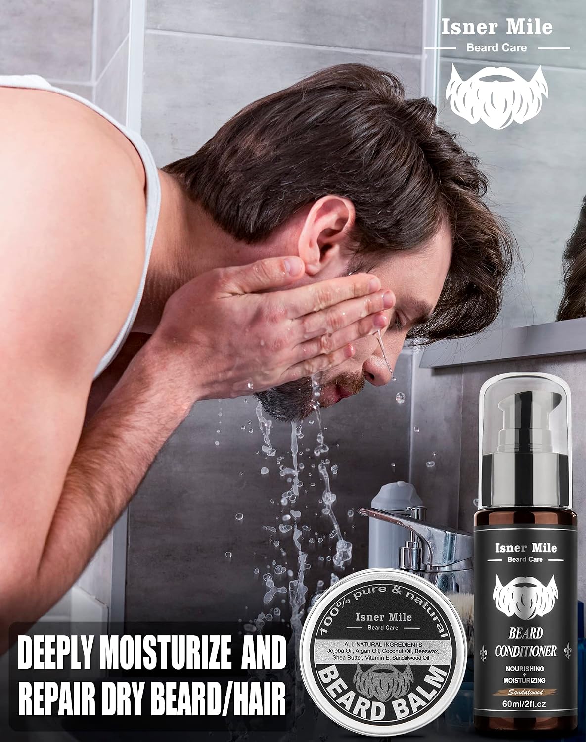 Beard Kit for Men Grooming & Care: Christmas Stocking Stuffers Valentines Fathers Birthday Gifts for Men, Husband