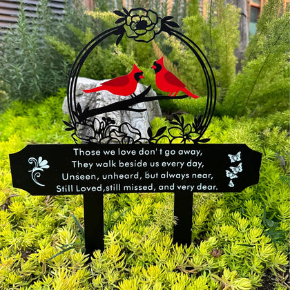 Cardinals Memorial Grave Markers for Cemetery Memorial Stakes Metal Grave Decorations for Loss of Mother Father