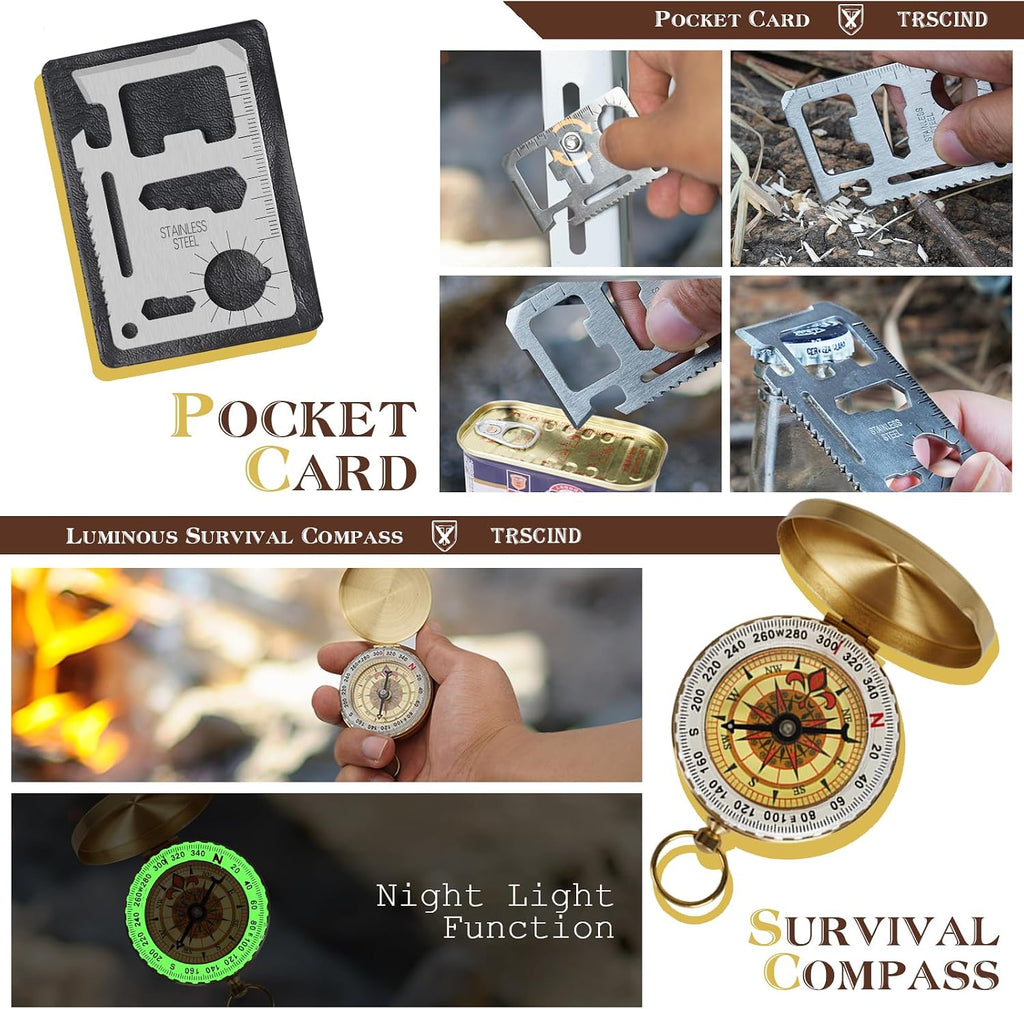 Survival Kit 14 in 1, Gifts for Men Dad Husband, Emergency Survival Gear and Equipment, Anniversary Birthday Gifts