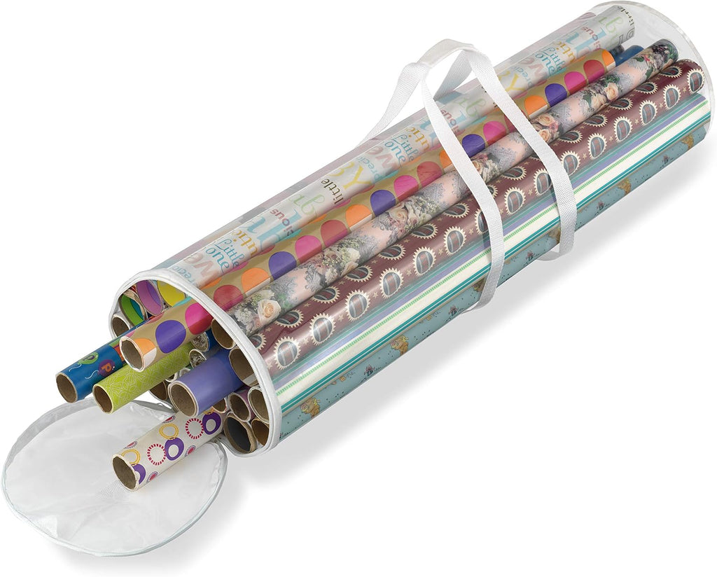6044-4924 Clear Gift Wrap Organizer - Zippered Storage for 25 Rolls