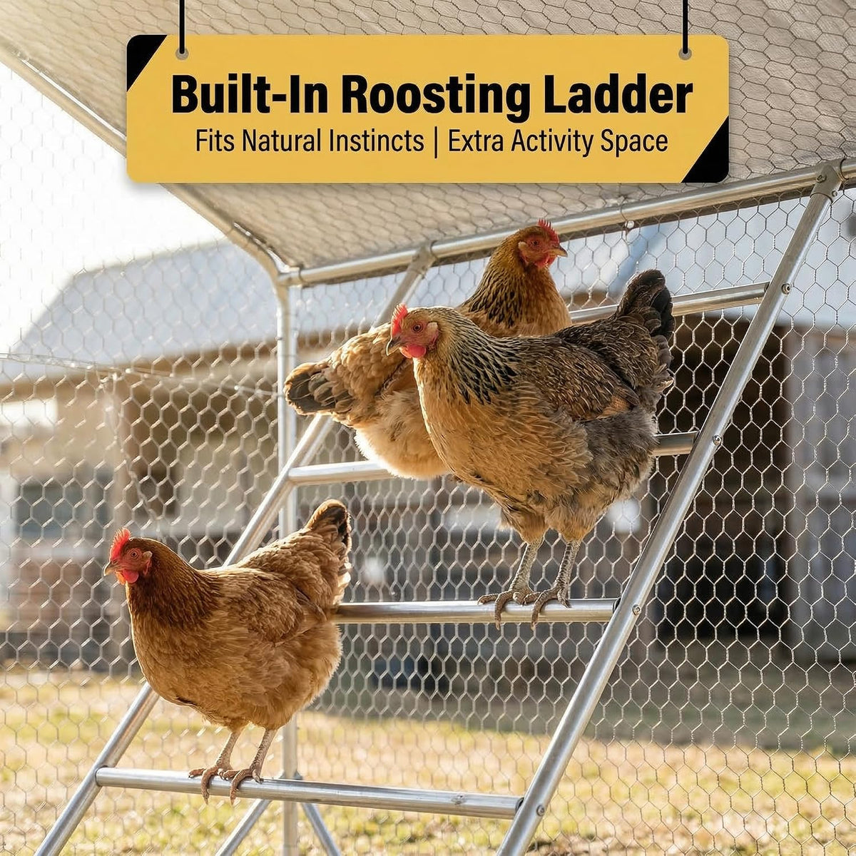9.8 x 6.5 x 6.5 ft Metal Chicken Coop, Chicken Run with Cover