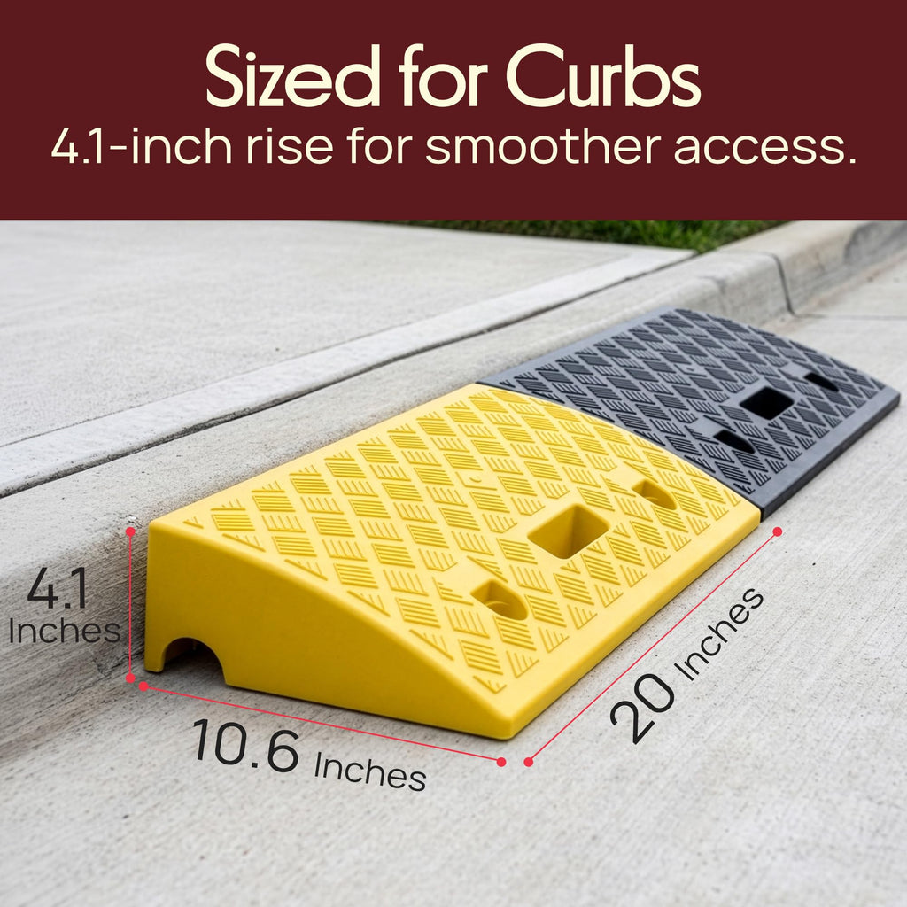 Portable Lightweight Plastic Curb Ramps - 2PC Heavy Duty Plastic Threshold Ramp Set for Driveway, Loading Dock