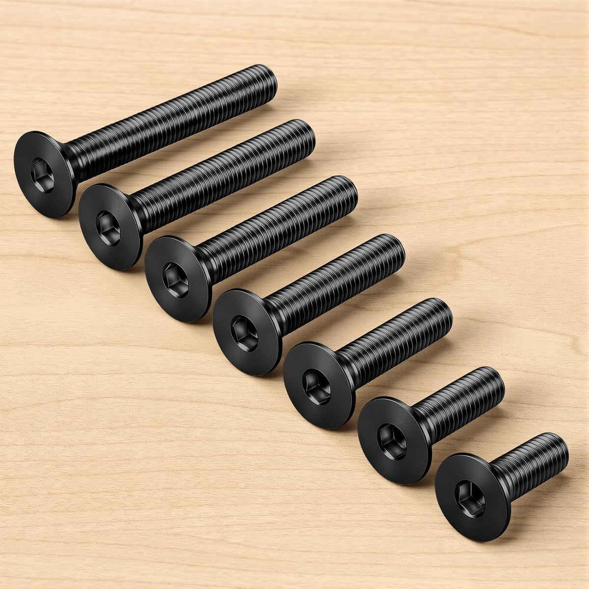 1/4-20 x 1 Flat Head Socket Cap Screws Countersunk Bolts Countersunk Bolts, Alloy Steel Grade 10.9, Fully Threaded, Black Oxide, 50 PCS