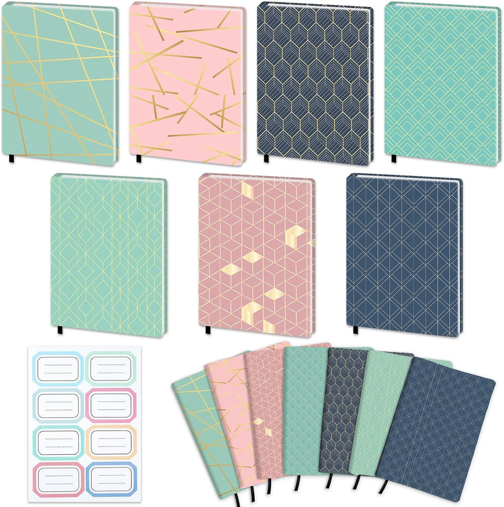 Jumbo Book Covers 7 Pack Reusable Fabric Book Cover Protective Books Covers 9 x 11 Inch Geometric Stretchable Books