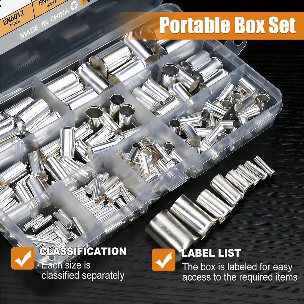 mankk 166PCS Wire Ferrules Kit,Silver Plated Copper Crimp Terminal