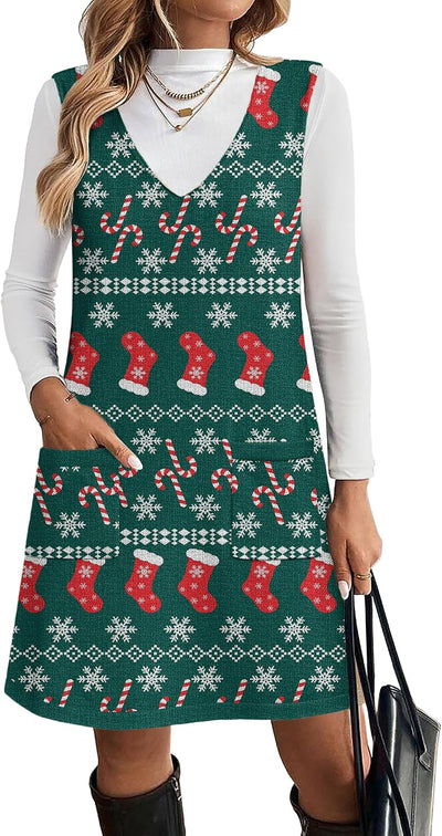 Women's Sweater Vest Dresses for Women 2026 V Neck Sleeveless Knit Pullover Sweater with Pockets Fall Winter Outfits