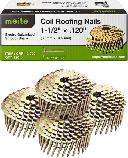 Coil Roofing Nails 1-1/2 Inch 15 Degree Wire Collated Nails 720PCS