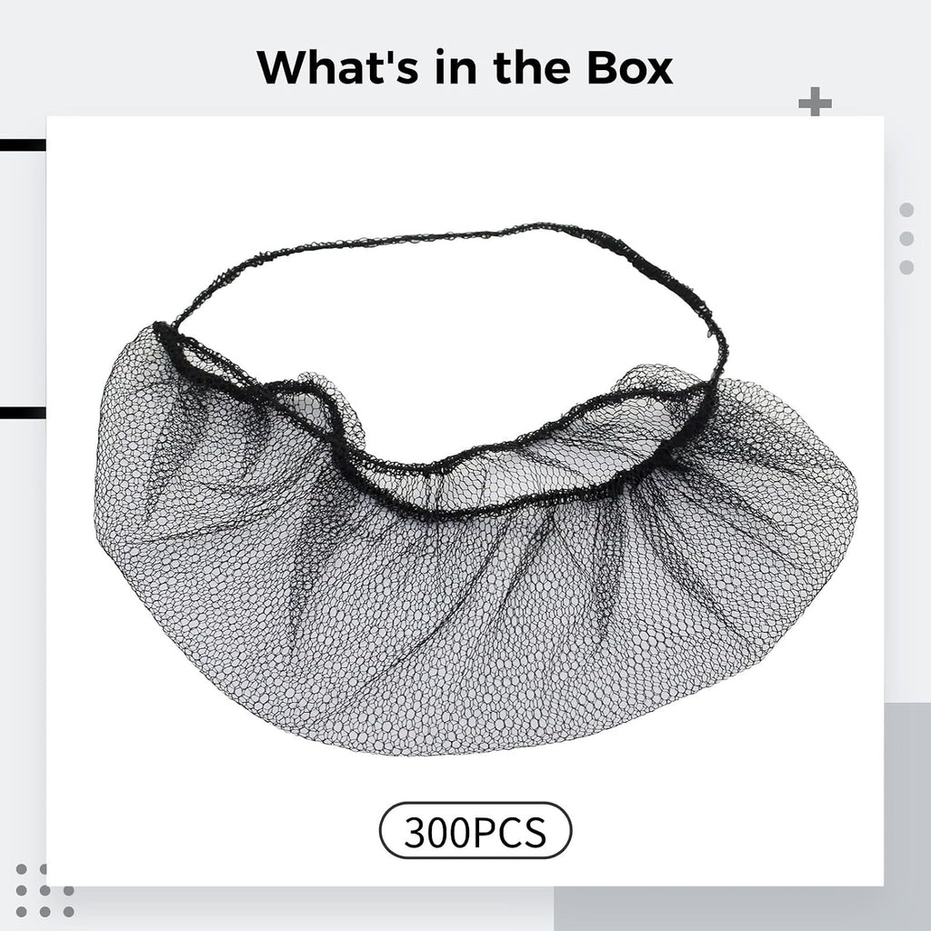 300 Food Service Beard Nets, Disposable Mesh Covers with Elastic Band for Comfort and Breathability