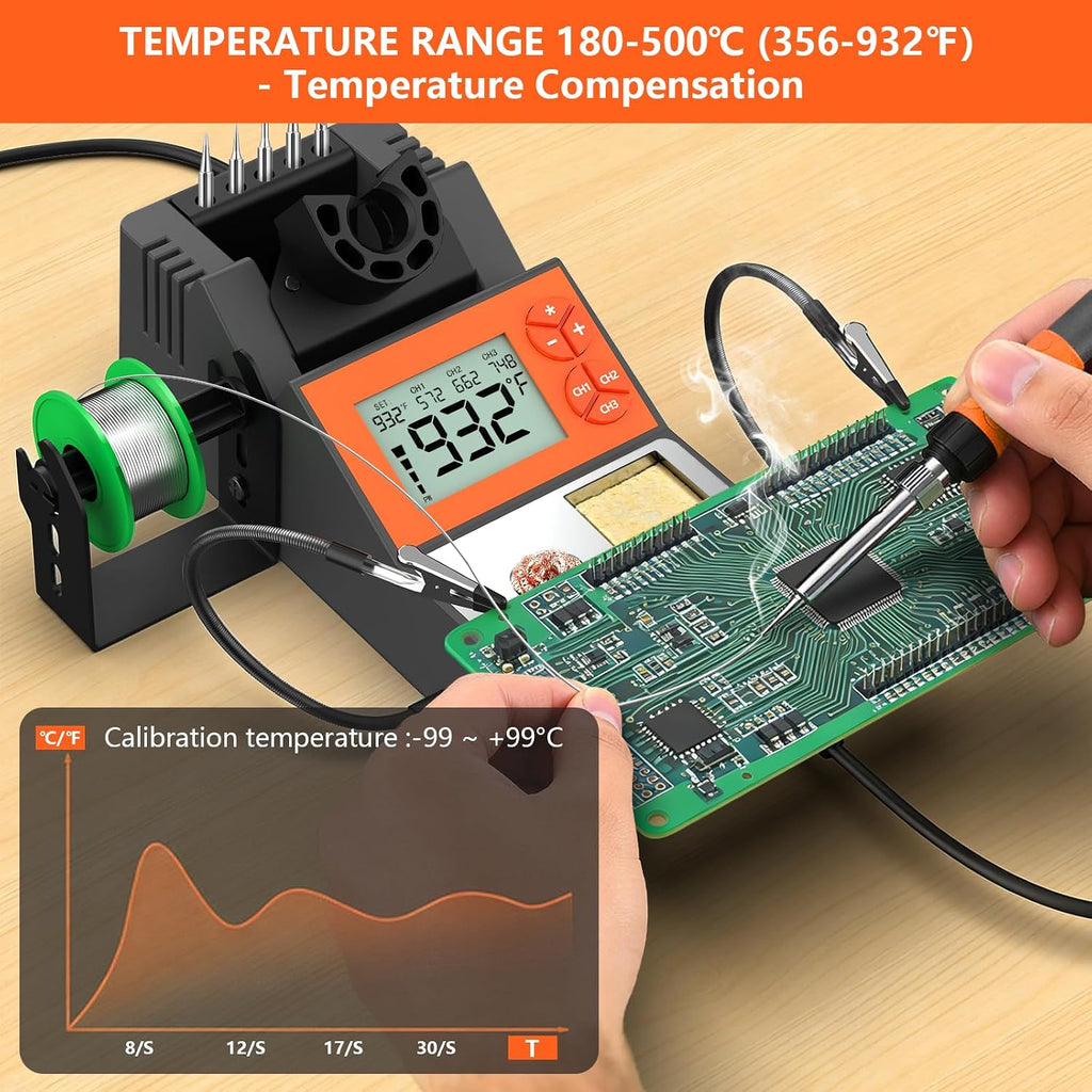 Soldering Station, 140W Digital Display Soldering Iron Station Kit with 2 Helping Hands, 356°F-932°F, Auto Sleep