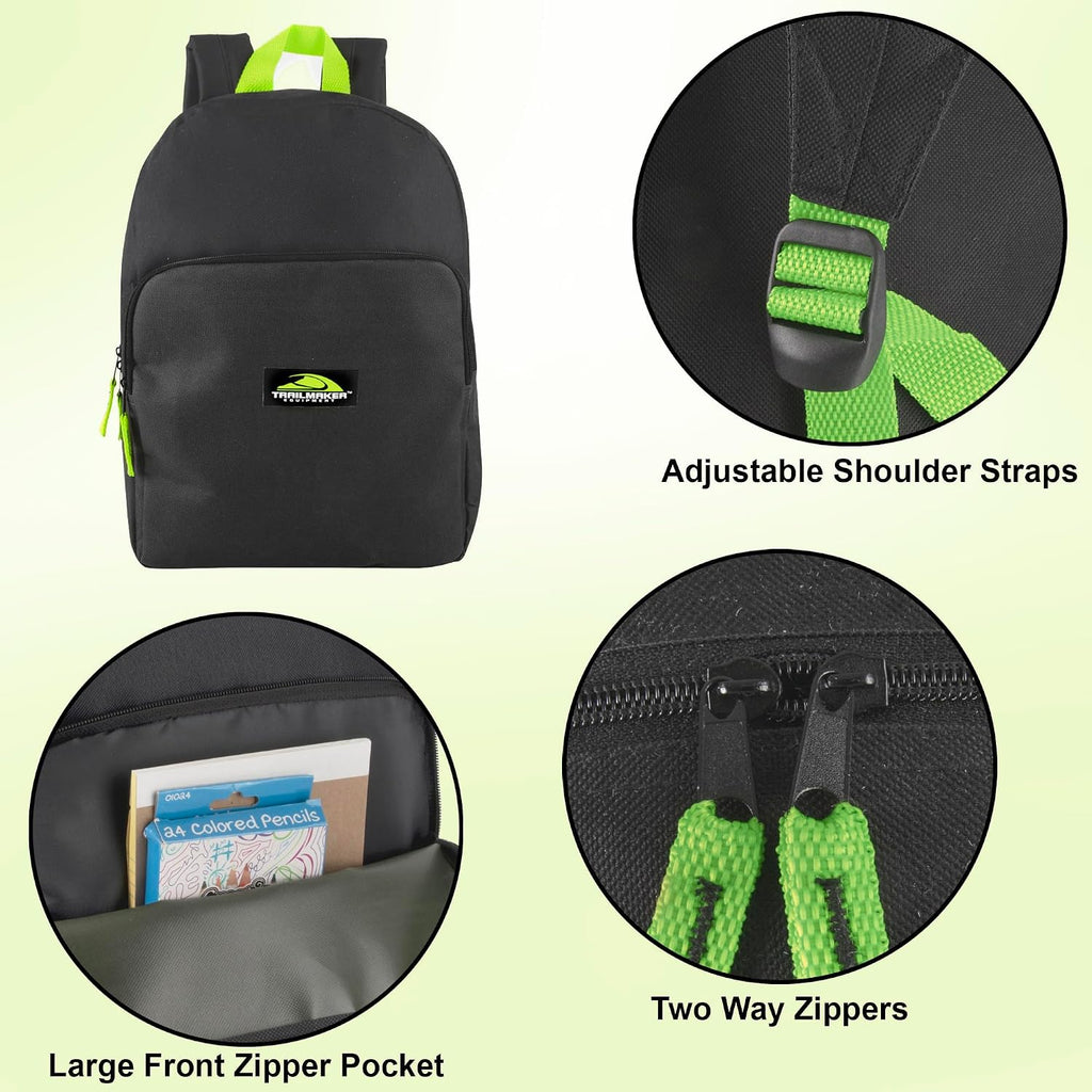 15 Inch Backpack for Kids, Preschool, Elementary & Middle School Students – Spacious Bookbag with Large Front Pocket