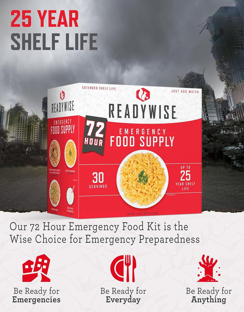 Emergency Food Supply - 72 Hour Survival Kit, 30 Servings of Protein Meals, Freeze Dried Food for Backpacking