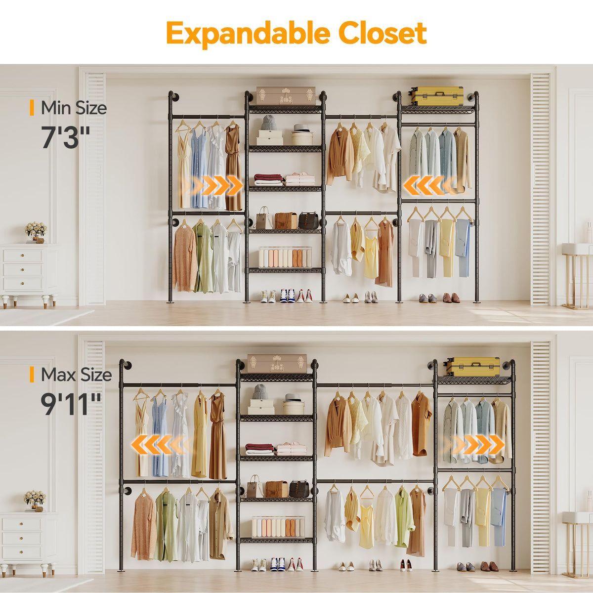 W4 Wall Mounted Clothes Rack, Industrial Pipe Clothing Rack, Black
