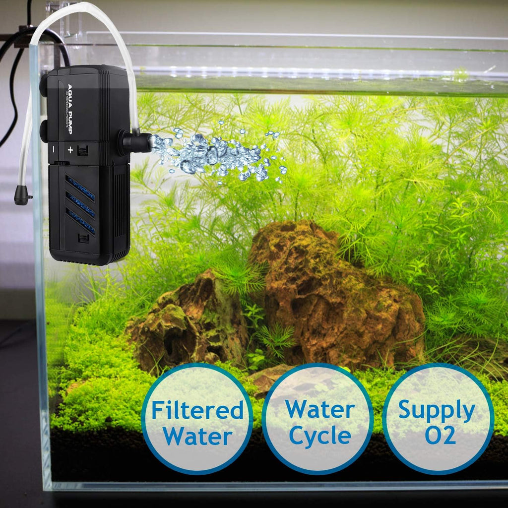 Submersible Aquarium Internal Filter 6W, Adjustable Fish Tank Filter with 132 GPH Water Pump for 1-10 Gallon Fish Tank