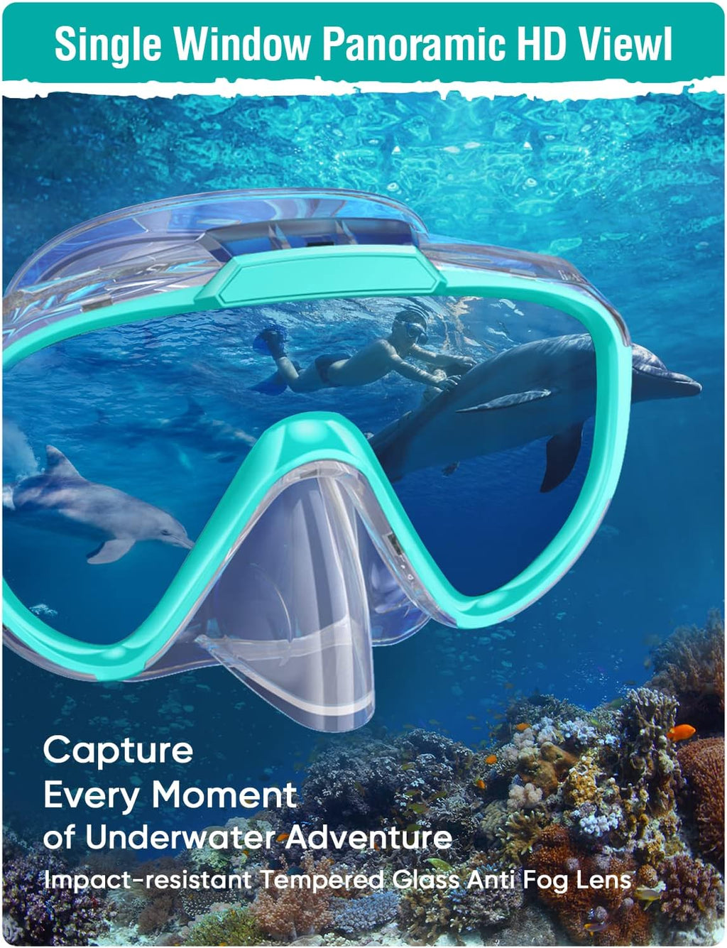 Snorkel Set Adults Snorkeling Gear Anti-Fog Panoramic View Swim Mask Dry Top Snorkel Kit with Carry Bag for