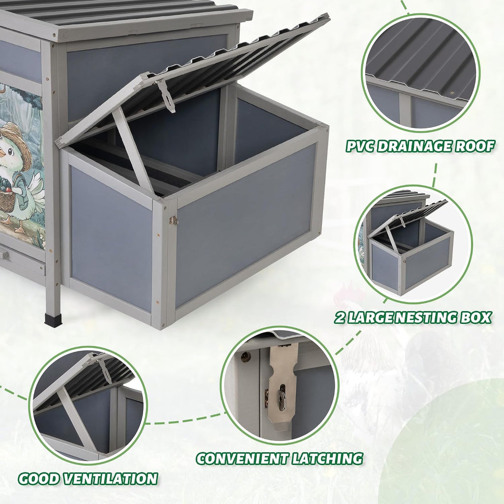 Chicken Coop with Nesting Boxes & Perches 59'' Large Poultry Hutch