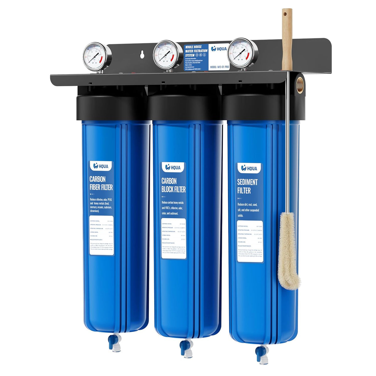 WF3-01 PRO 3-Stage Whole House Water Filtration System, Reduces Lead, Mercury, Arsenic, Cadimum, Chromium, PFAS