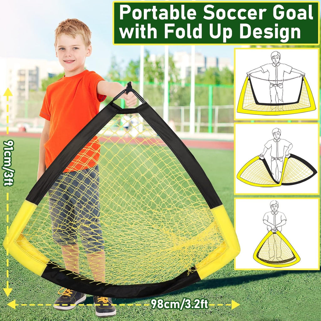 Portable Soccer Goal 7x5 & 5x3.6 FT, Large-Frame Training Net | Great for Kids Ages 6-14 Skill Development, Ideal for