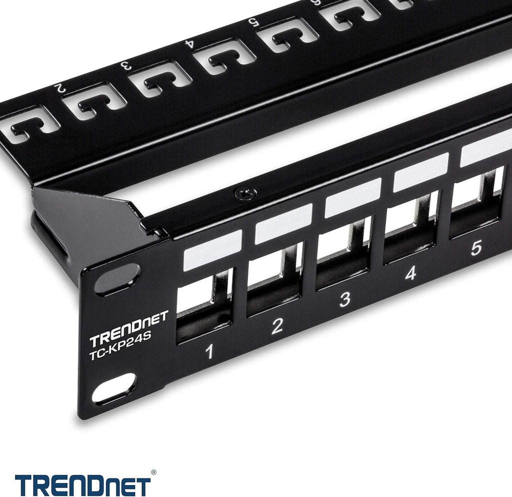 TRENDnet 24-Port Blank Keystone Shielded 1U Patch Panel,TC-KP24S