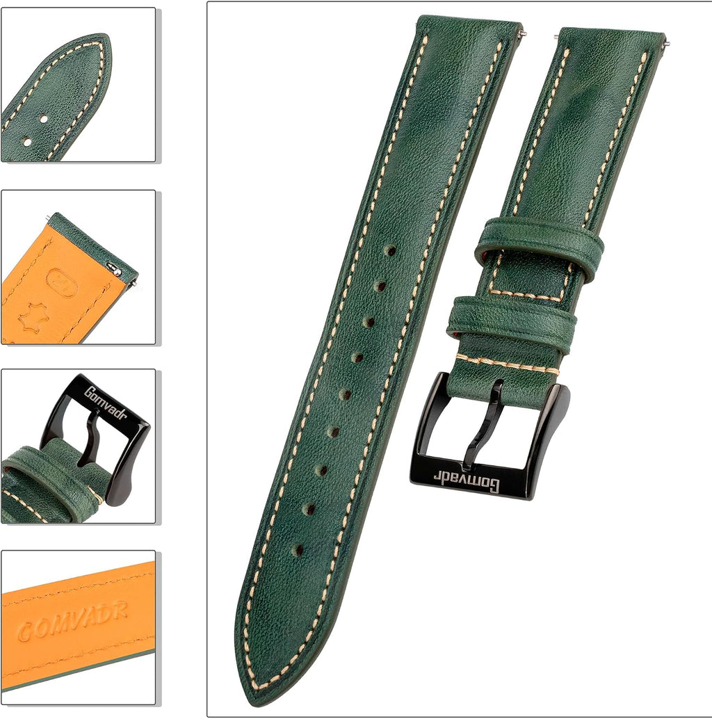 20mm Leather Watch Strap Watch Band for Men, Two Tone Oil-tanned Top Grain Leather Watch Straps 18mm 20mm 21mm 22mm