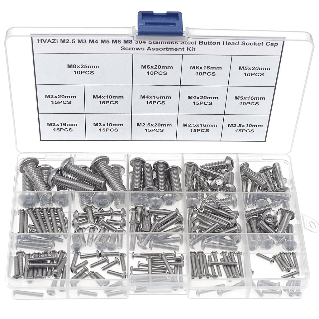 Metric M2.5-M8 304 Stainless Steel Button Head Socket Cap Screw Kit