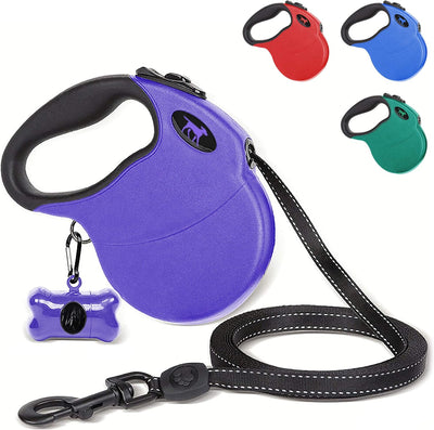 Heavy Duty Retractable Dog Leash | 16 ft Dog Leash with Reflective Stitching for Nighttime Safety | One Button Lock