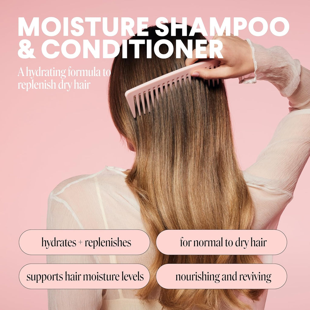 Moisture Shampoo + Conditioner Set for Dry, Coarse, Stressed, Frizzy Hair, Made with Coconut Oil, Rice Protein, Shea