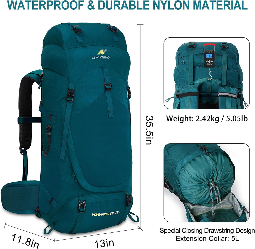 Internal Frame Hiking Backpack 50/60/65/70/80L, Mountain Climbing Camping Backpack Daypack Waterproof Rain Cover