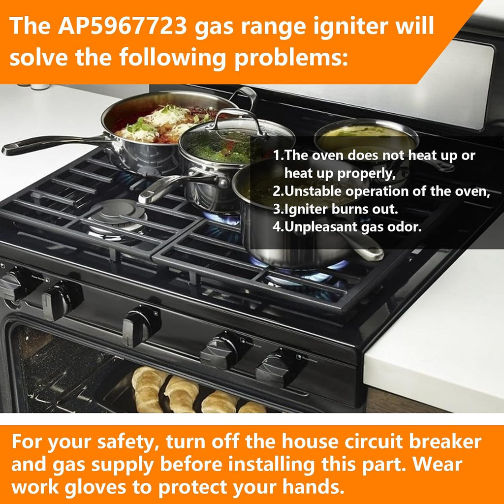 Oven Range Igniter Compatible with Samsung NX58M9420SS/AA NX58K3310SS/AA