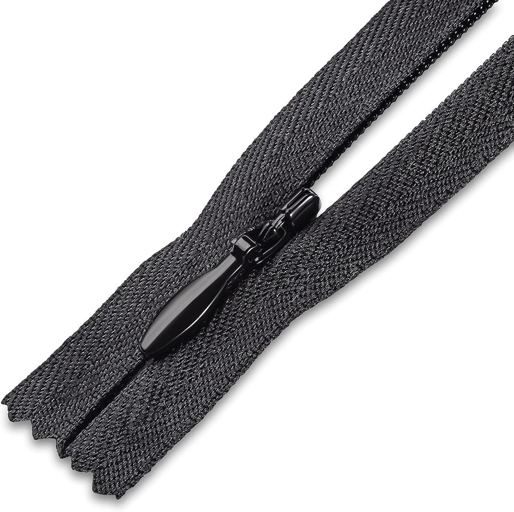 30 Inch Black Invisible Zipper, Nylon Non-Separating for Sewing Clothes
