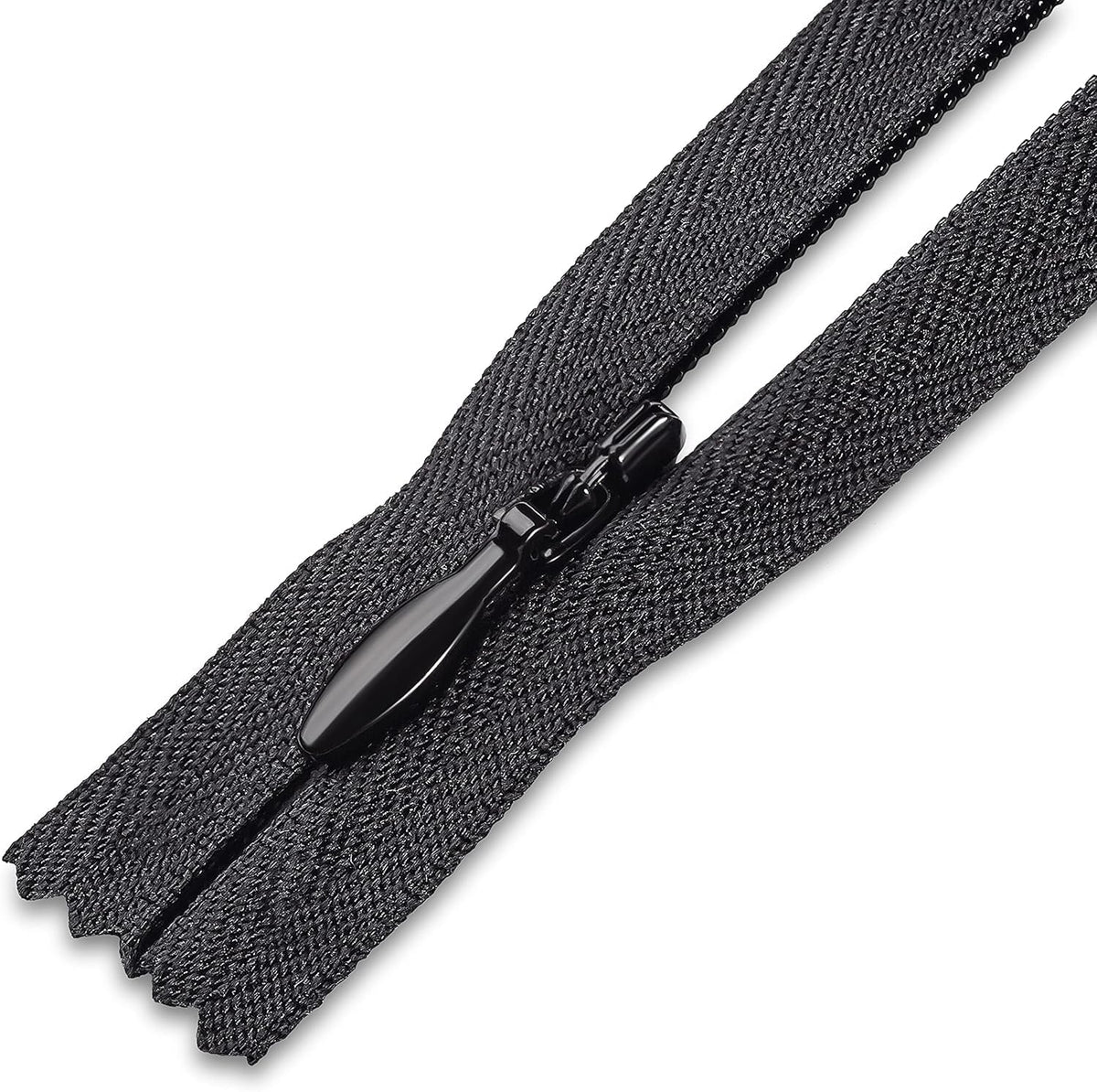 30 Inch Black Invisible Zipper, Nylon Non-Separating for Sewing Clothes