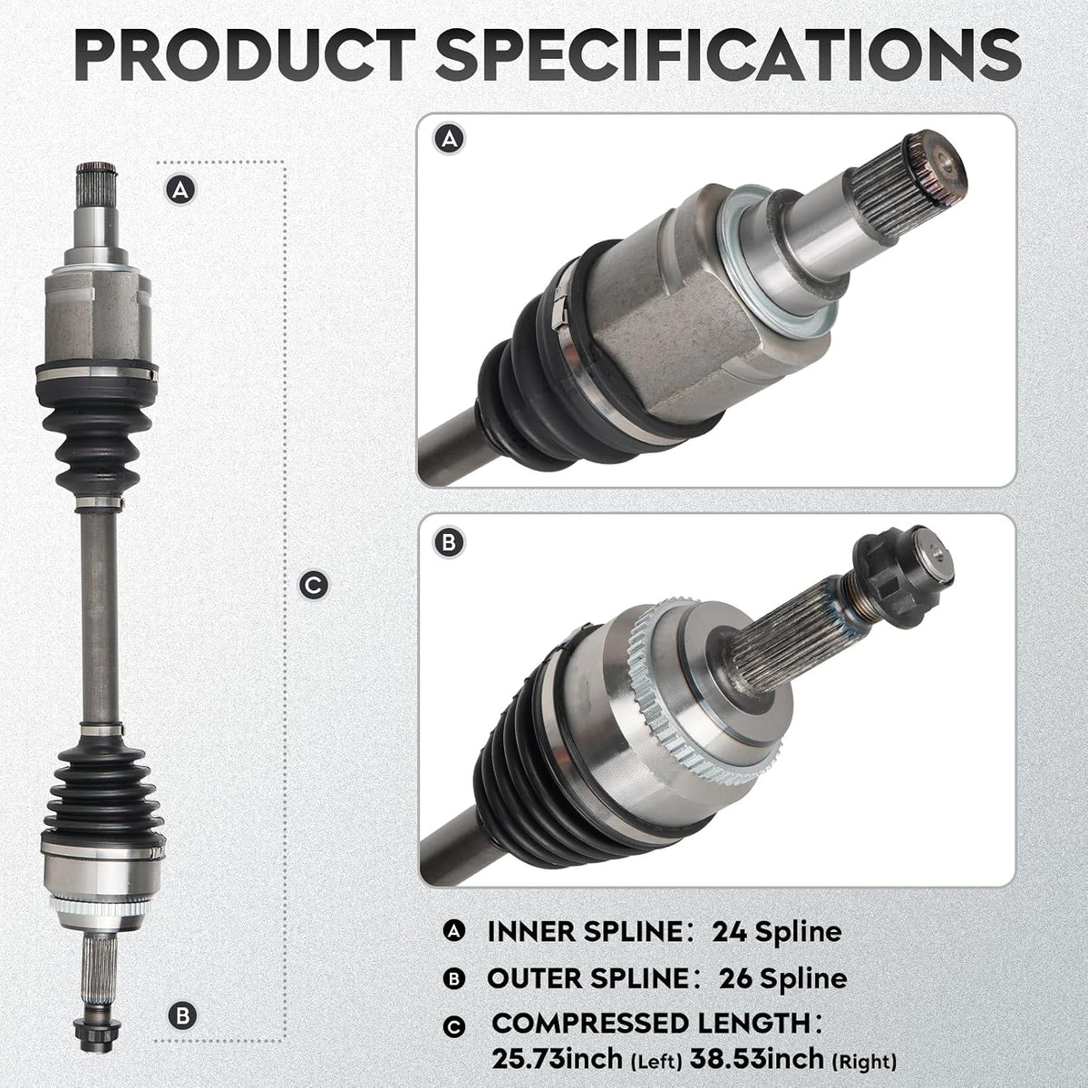 ILONPA NEW Front CV Axle Shaft Assembly for Toyota Camry 2012-2017 GAS ONLY