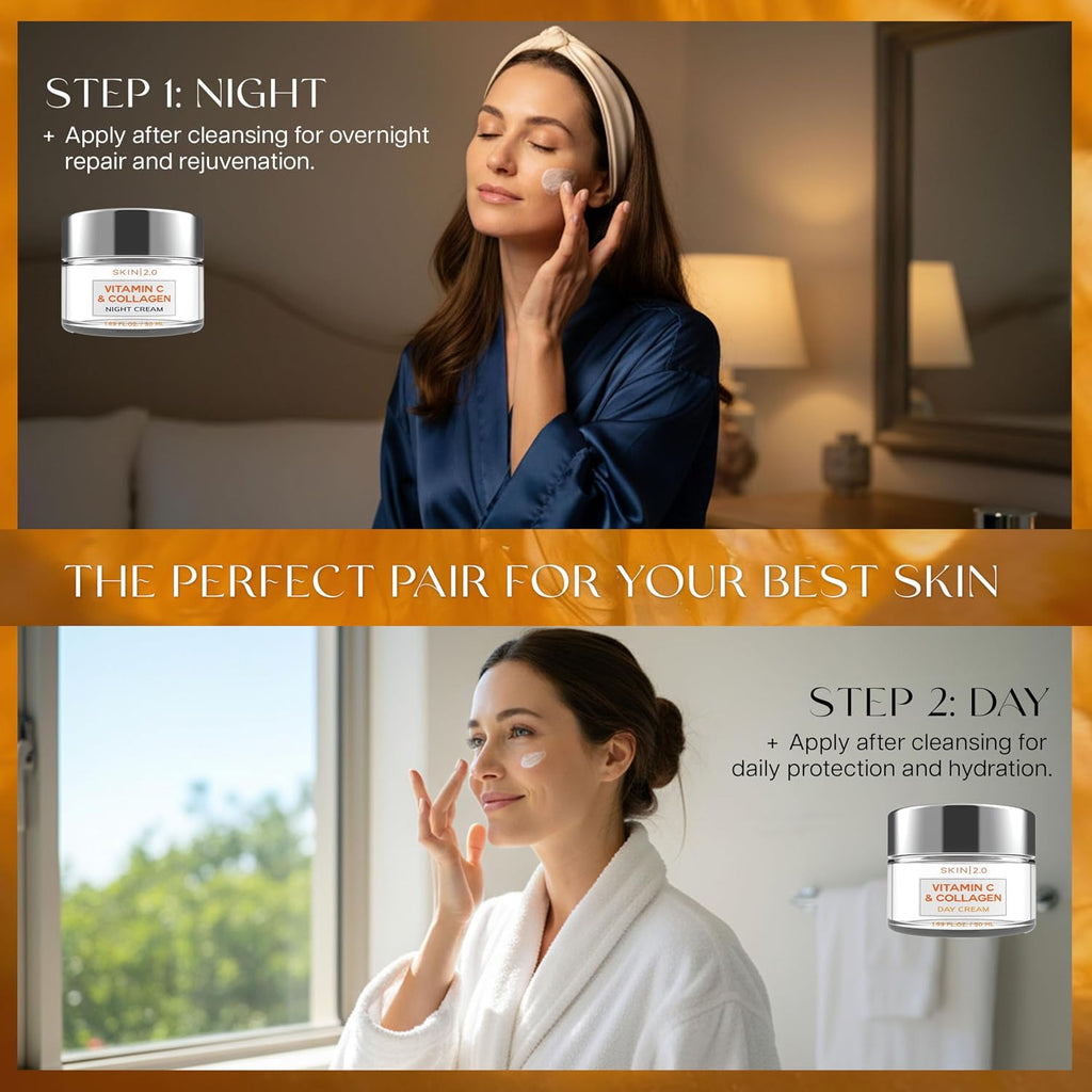 Vitamin C & Collagen Face Moisturizer – Anti Aging Day & Night Cream for Smooth & Radiant Skin, Firms & Restores Dull