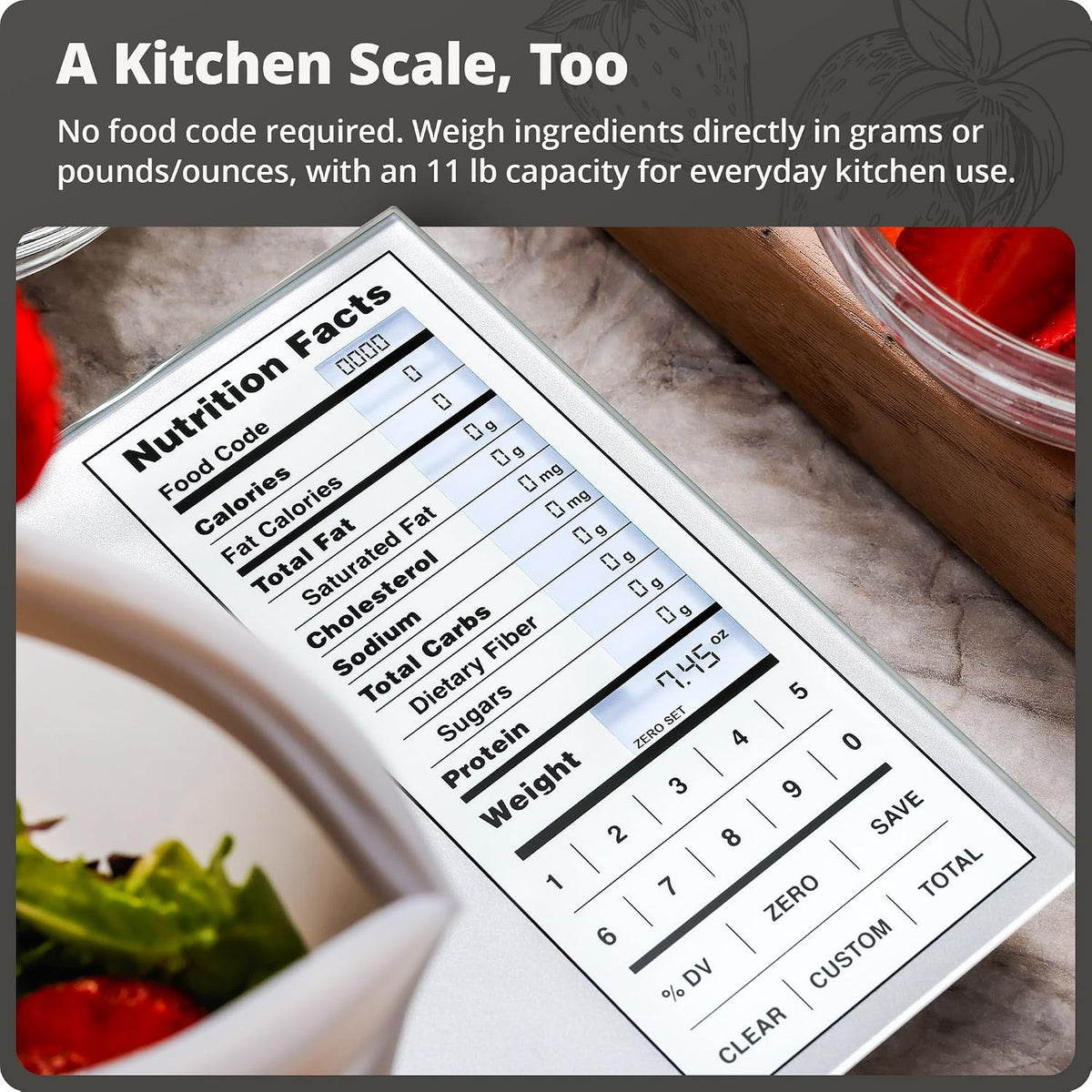 Food Scale with Nutrition Calculator, 2,000 Codes (Silver)