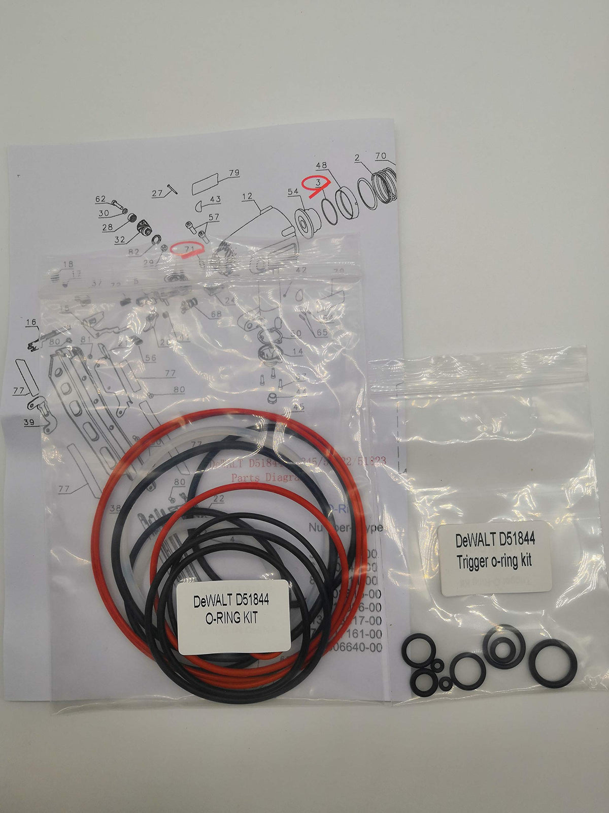 O-Ring Replacement Rebuild Kit for D51844 Framing Nailer Universal and 647956-00 Trigger O-Ring Kit