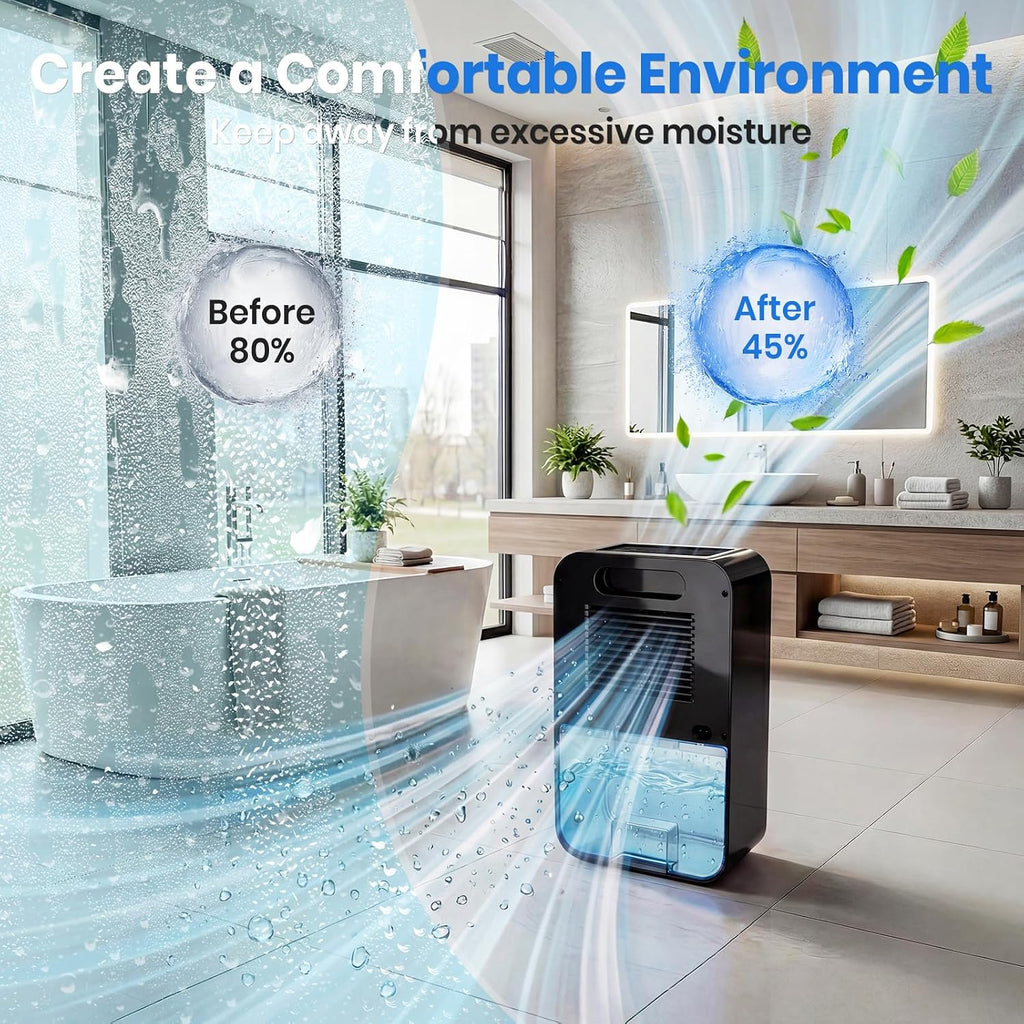 Dehumidifier,128oz Visible Water Tank 1000 sq.ft Dehumidifier for Home – Quiet Portable Unit with 24-Hour Timer, Auto