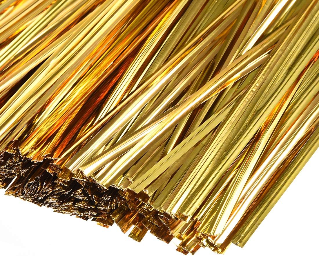 4 Inches Metallic Twist Ties for Bags Gold 2000pcs