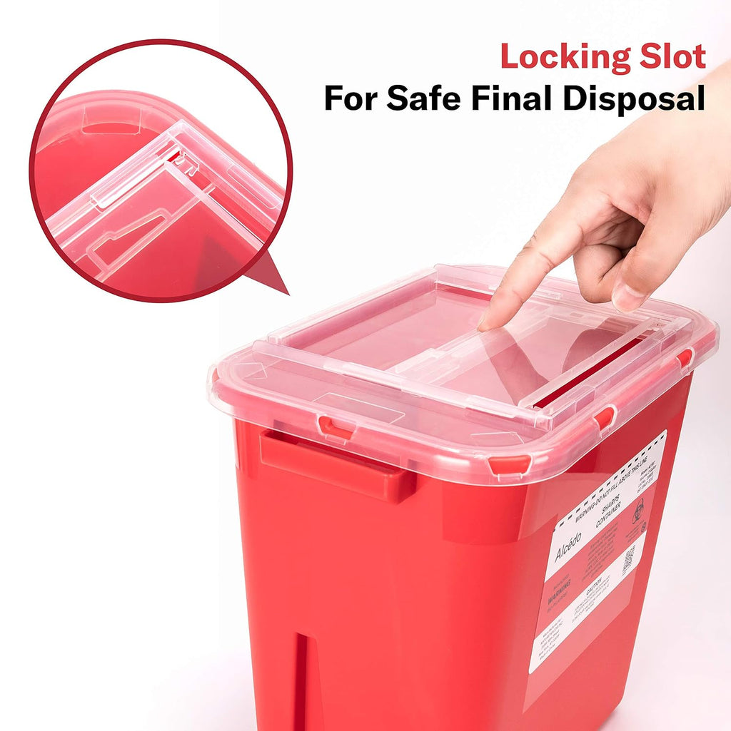 Large Sharps Container 2 Gallon (2-Pack) Home & Professional Use | Biohazard Needle and Syringe Disposal, Built-In