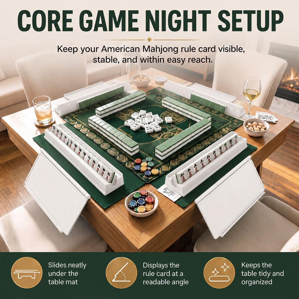 3D Printed Mahjong Card Holder for Table, White, Wavy Style
