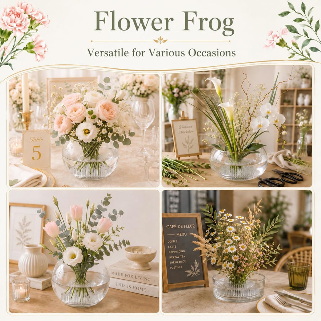 3 Pcs Mixed Sizes Plastic Flower Frogs for Arrangements, Clear