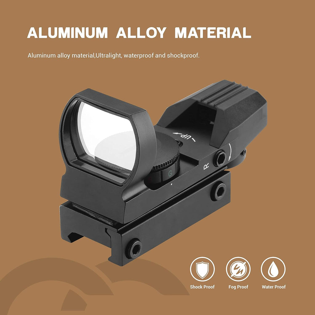 Red Green Dot Sight Reflex Sight Scope with 4 Reticles and 20/22mm Rail Mounts Waterproof Shockproof with 5