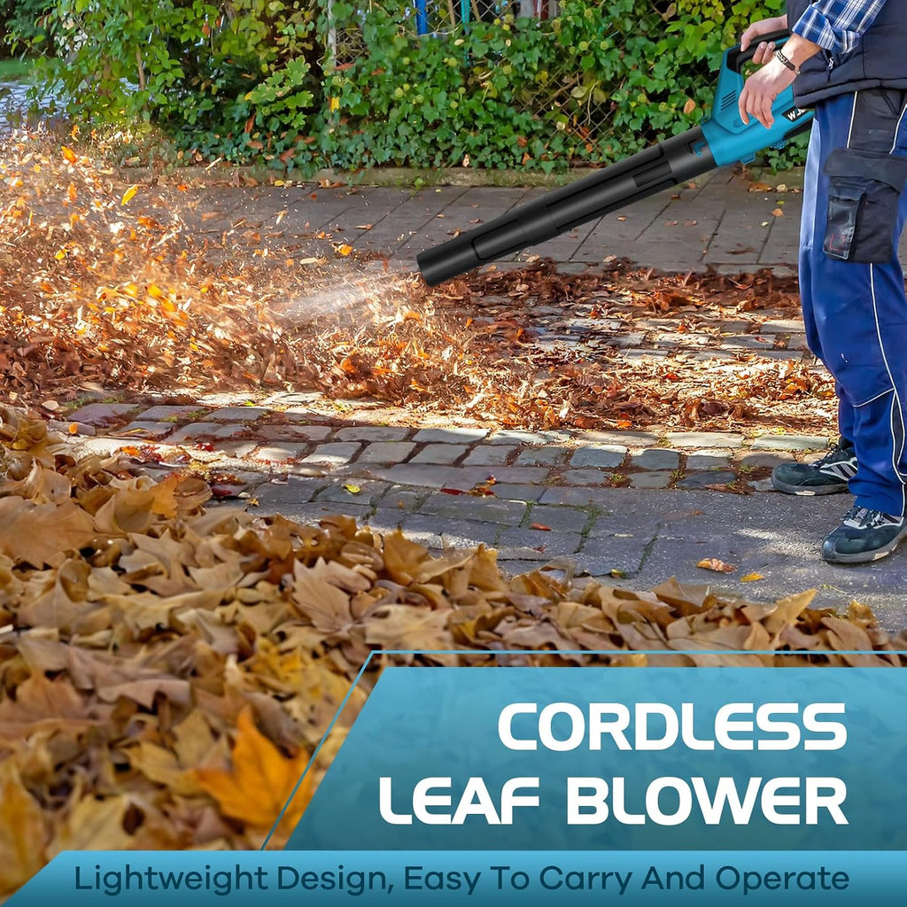 Leaf Blower, Electric Cordless Leaf Blower with 2 Batteries and Charger, 2 Speed Mode, Lightweight Leaf Blowers for