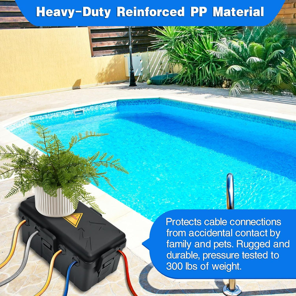 Medium Outdoor Electrical Box(10.6x5.5x4.5inch),Weatherproof Connection Box w/6 Cable Entry,IP54 Waterproof Extension