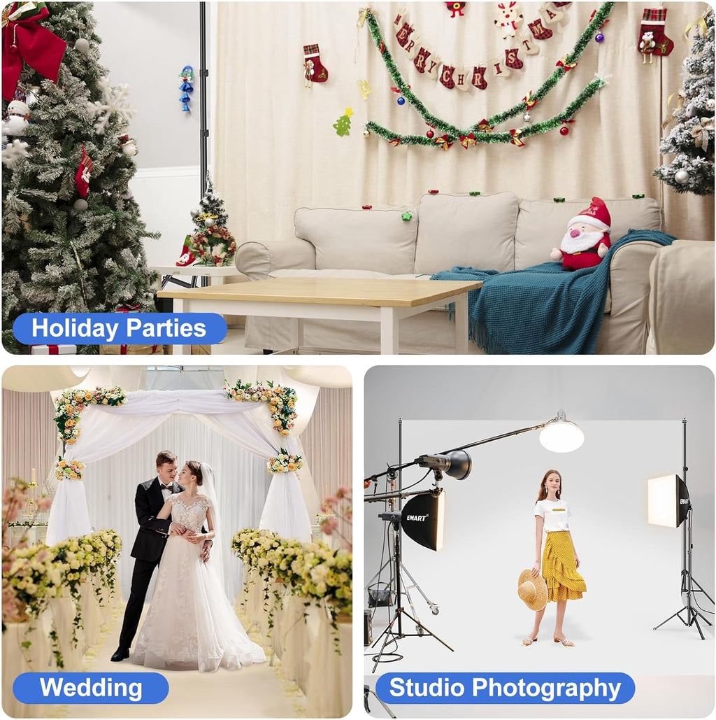 Backdrop Stand 10x7FT Adjustable Back Drop Stand for Party Photoshoot | Background Stand Backdrop with 8 Clamps, 2