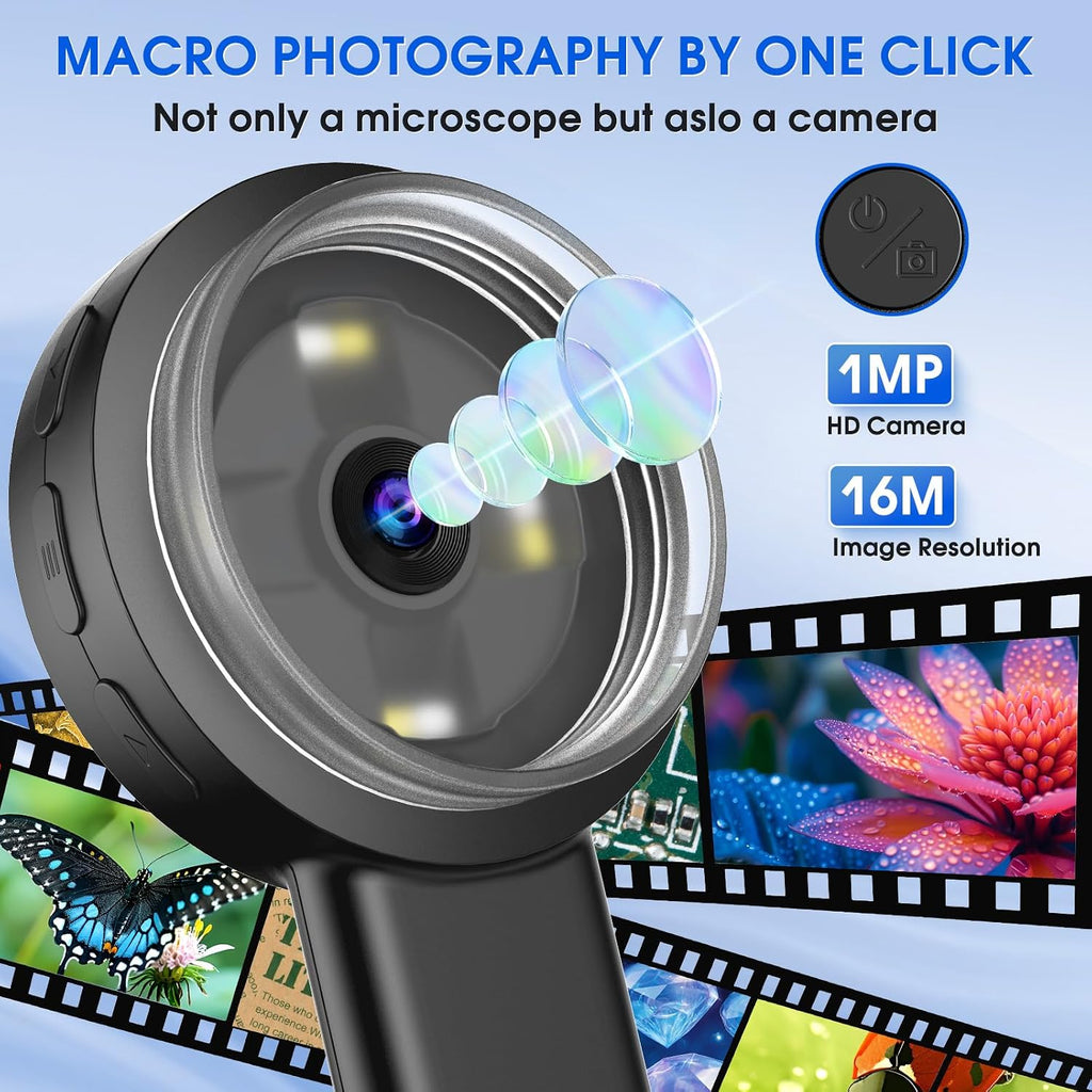 Pocket Digital Microscope Magnifying Glass with Light for Kids and Adults | 100X Handheld Pocket Size Jewelers Loupe