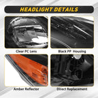 Headlight Assembly Compatible with 2012-2015 Toyota Prius (Black)