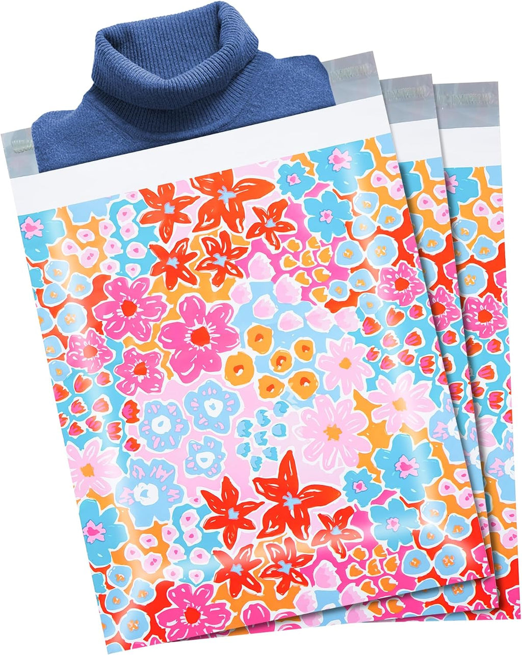6x9 Cute Poly Mailers 100 Pack Flowers Shipping Bags