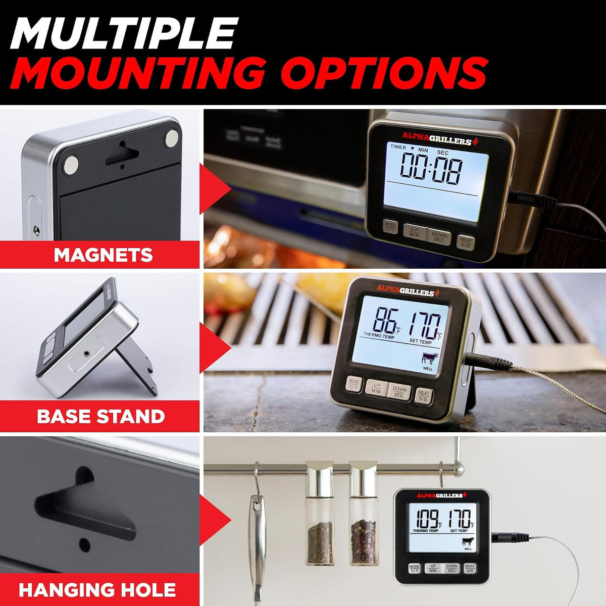 Meat Thermometer Digital, Wired Probe for Oven & Grill